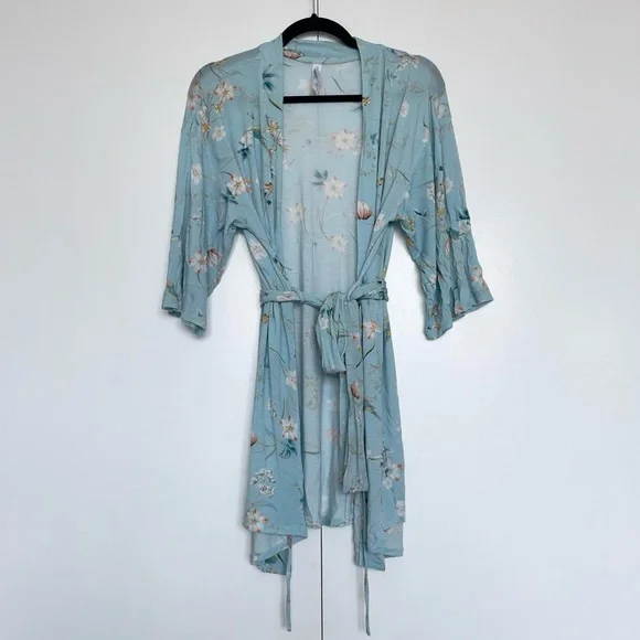 Flora NikroozTurquoise floral babydoll sleep night gown robe setSizes XS/S